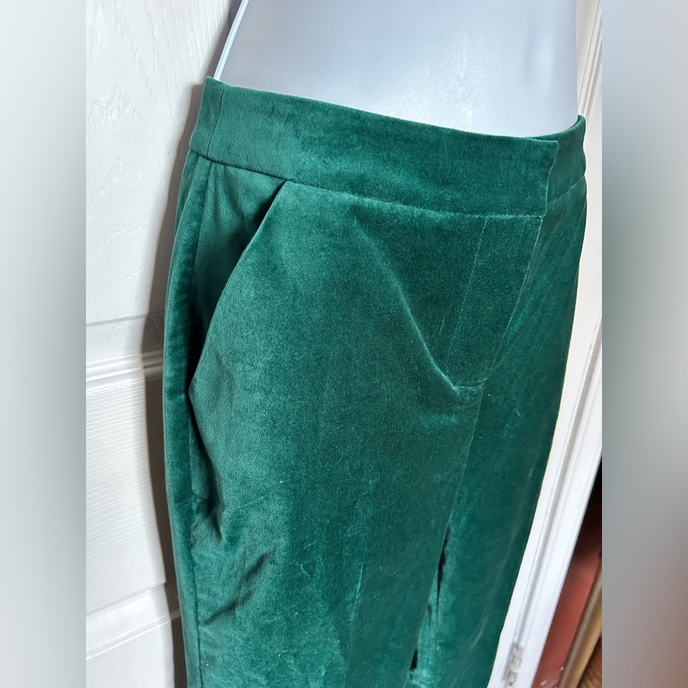Trina Turk Westport Green Velvet Wide Leg Pant Size 2 - Picture 9 of 11